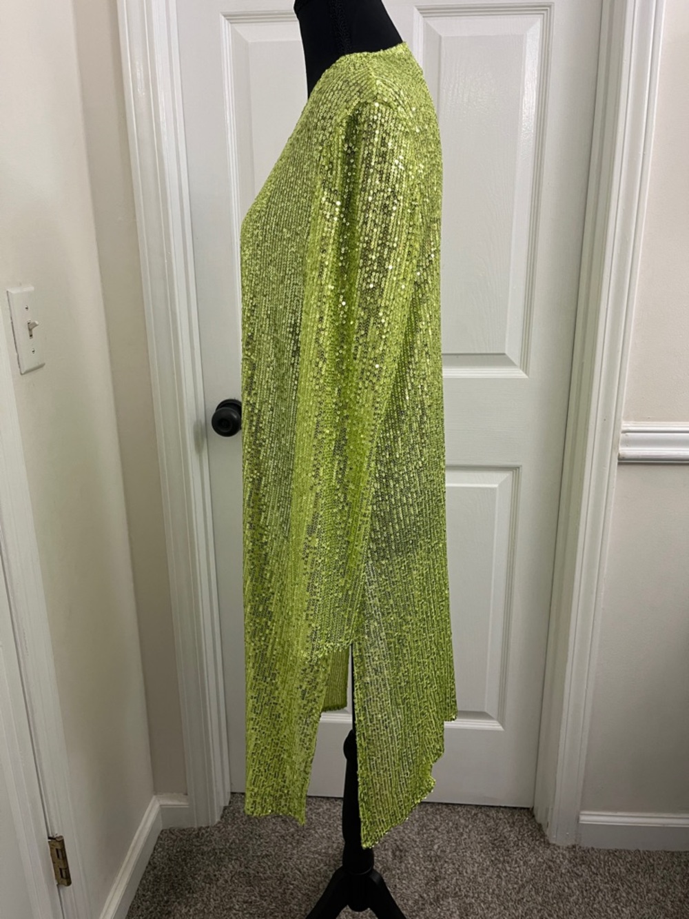 Anne Klein Lime Sequin Open Cardigan w/ Matching Tank - Picture 7 of 9